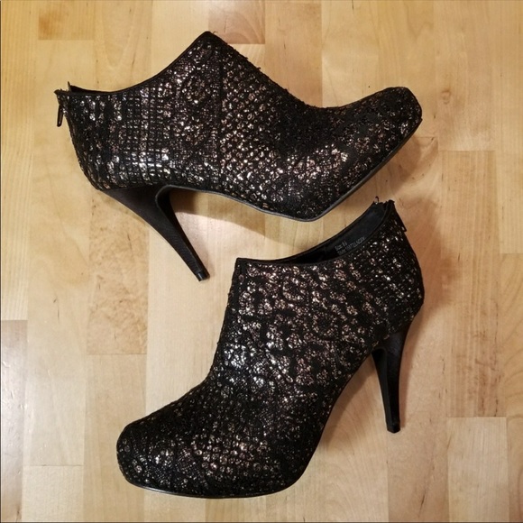 Maurices Shoes - Maurices Black Lace & Gold Booties
